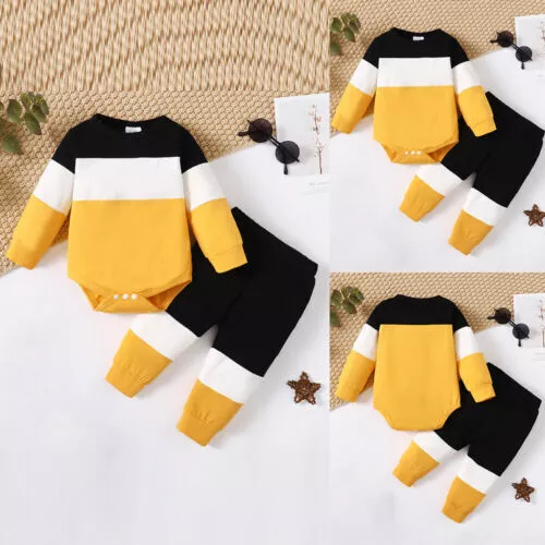 Newborn Baby Boys Romper Tops Pants Tracksuit Trousers Outfits Set Kids Clothes