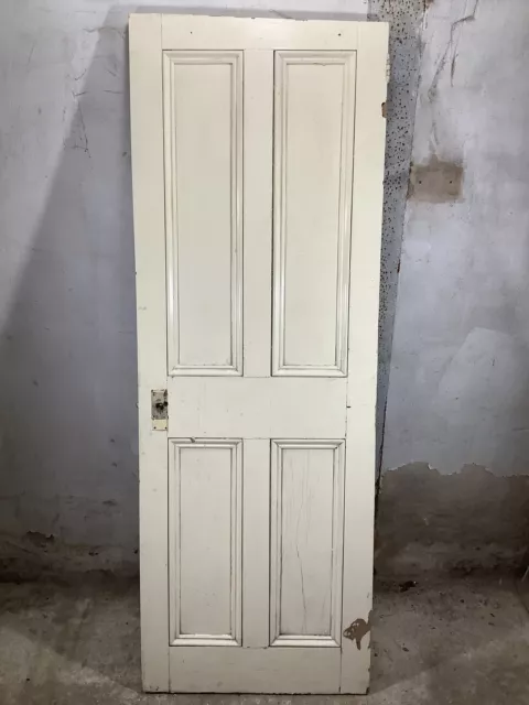 25 3/4"X72 3/8" Victorian Internal Painted Pine Four Panel Door 2over2 Old