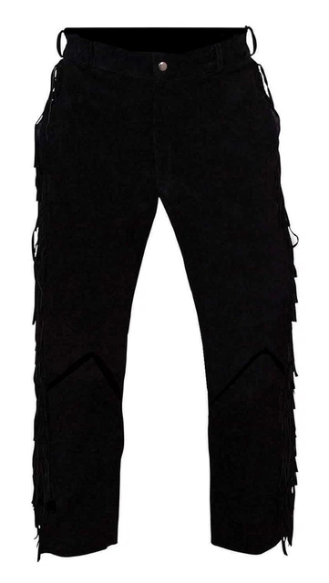 Nuovi pantaloni da uomo con frange hippy occidentali in pelle scamosciata...