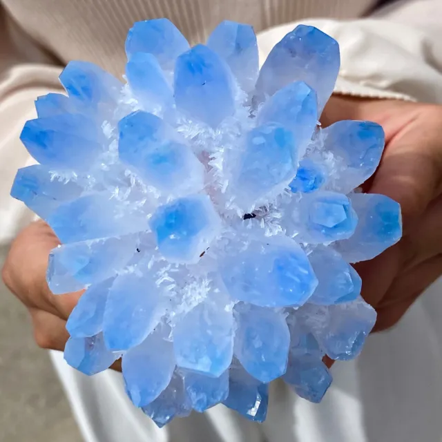 450G New Find sky blue Phantom Quartz Crystal Cluster Mineral Specimen Healing