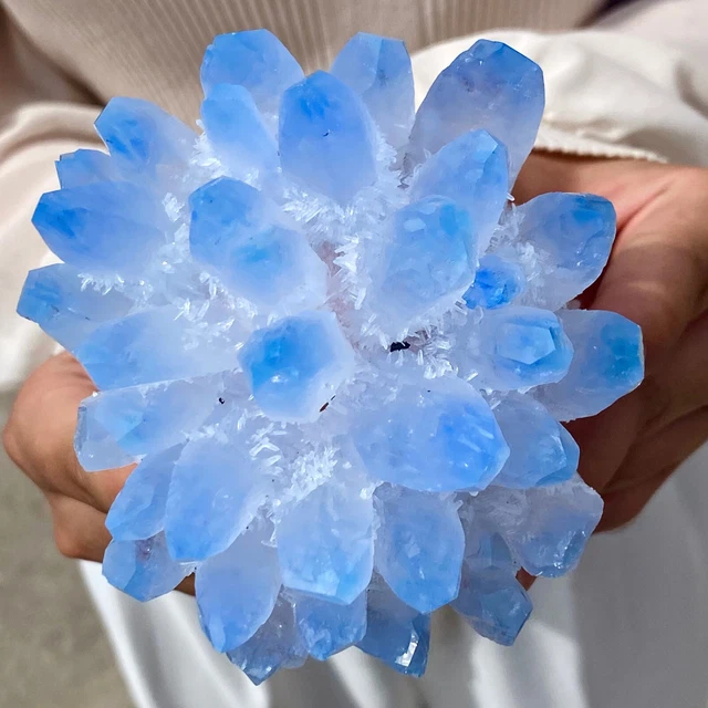 450G New Find sky blue Phantom Quartz Crystal Cluster Mineral Specimen Healing