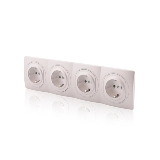 Gunsan Visage - Cornice Per 4 Prese Elettriche, Colore Argento Scuro - Telaio A Parete Per Prese E Interruttori