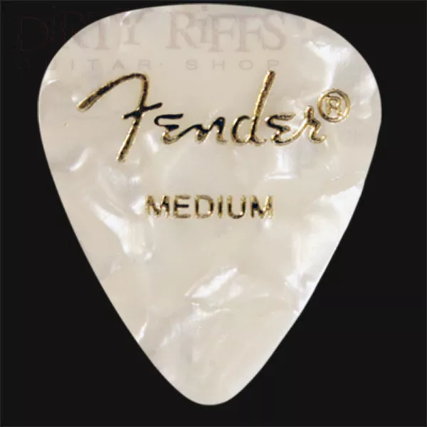 Fender White Moto Medium Guitar Picks / Plectrums - Choice Of Quantities