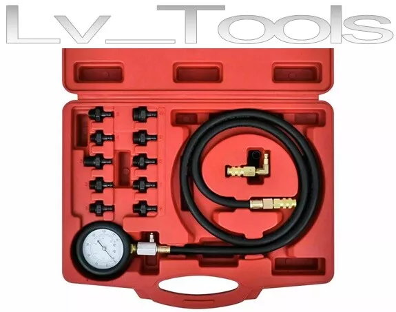 Kit Tester Motore 12 Pz Pressione Olio Manoemtro Valvole Carburante Auto