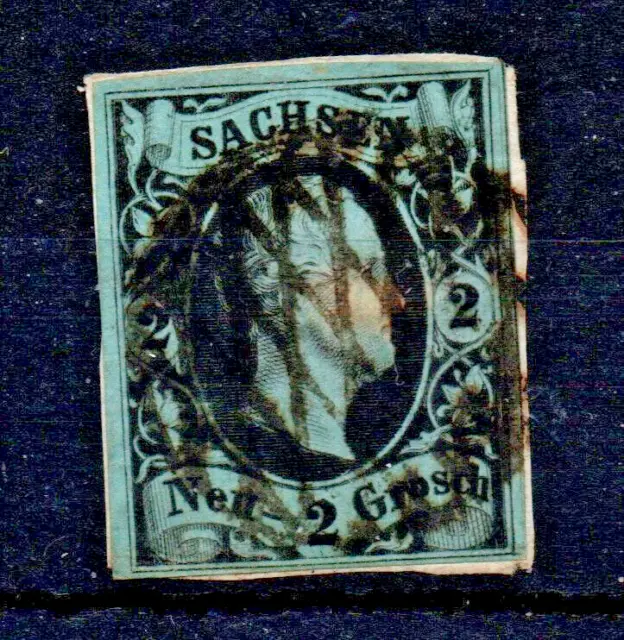Sachsen 1851, Mi Nr. 5,  2 Neugroschen, geprüft Rismondo, BPP, auf Briefstück,o