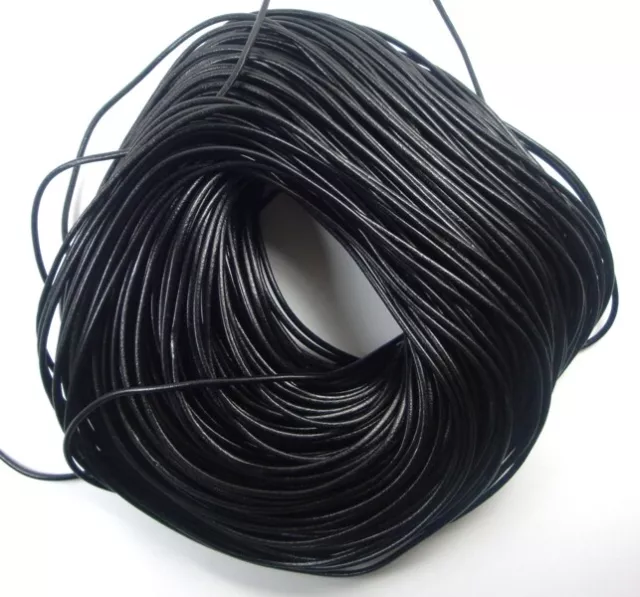 5m LEDERBAND 2,5mm SCHWARZ LEDERSCHNUR LEDER SCHMUCK BASTELSCHNUR BEST C35