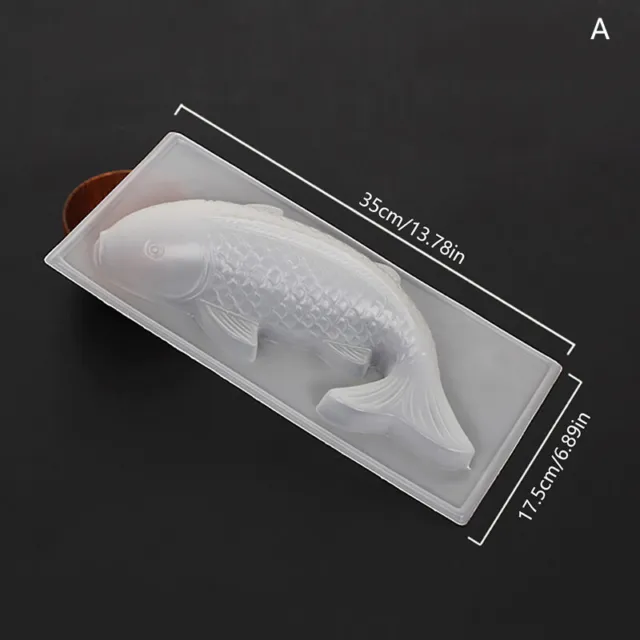 Molde de pescado 3D Koi Forma de pescado Plástico Pastel Chocolate Jalea Jabón Hornear Mo JW