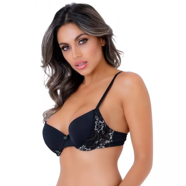 Reggiseno Push-up sexy con chiusura a vogatore Nero erotico sostegno seno