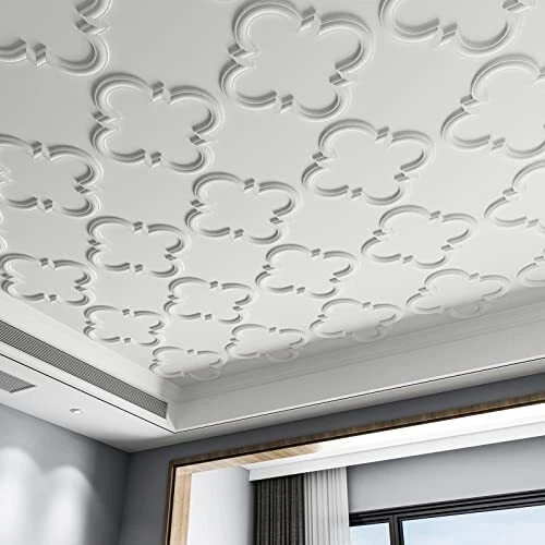 Art3d Decorative Drop-in Ceiling Tiles 24x24 Pack of 12pcs in White										...