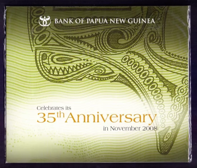 Papua New Guinea 35th Anniversary of the Bank 2008 2 Kina in Folder SC UNC