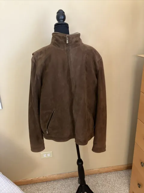 Loro Piana Men’s Brown Pelle Leather Lambskin Suede Jacket Size 3XL Gently Used