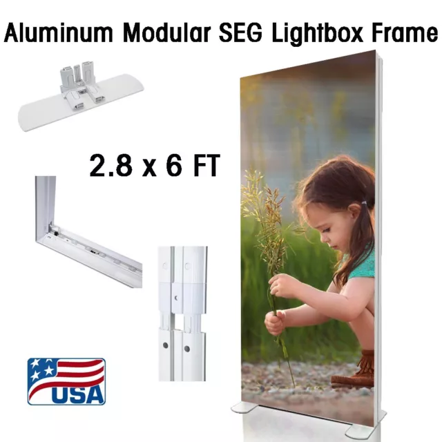 2.8x6FT Aluminum Modular SEG Lightbox Display, Frame Only 120mm SEG Extrusion