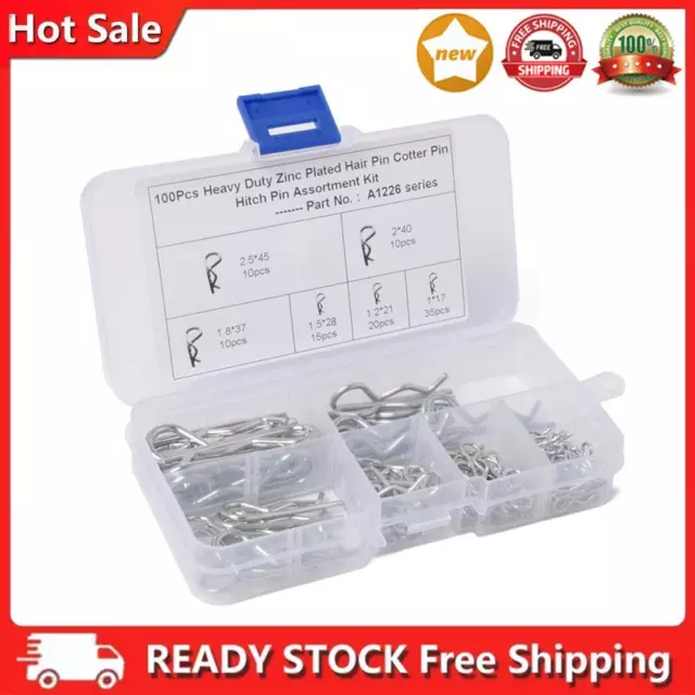 100pcs Split Cotter Pins Kit Galvanized R-shape Retaining Clips for Car Supplies