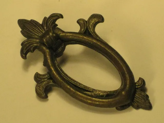vintage elegant ornate metal hanging ring drawer pull handle part