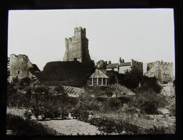 Glass Magic Lantern Slide PRUDHOE CASTLE C1910 NORTHUMBERLAND