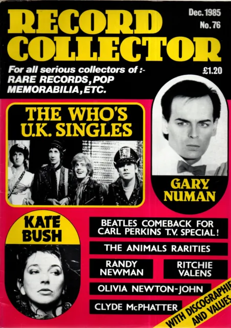Record Collector Magazine 76 Dec 1985, Who, Gary Numan, Kate Bush, Animals