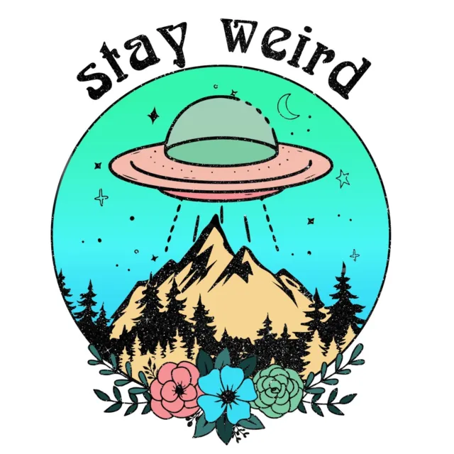 4” Alien UFO Sticker Trippy Hippie Peace Psychedelic Stay Weird Strange Space