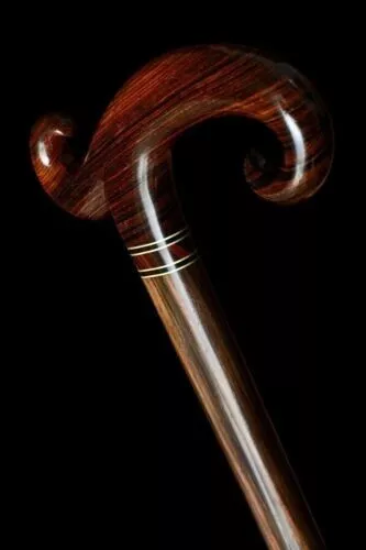 Hand Craved Walking Cane Derby Rosewood And Ebony With Brass Walking Stick Canes