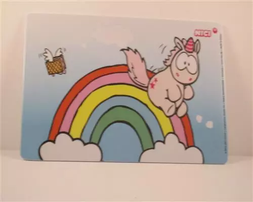 NICI Frühstücksbrettchen  Einhorn Theodor mit Regenbogen  Melamin Brettchen