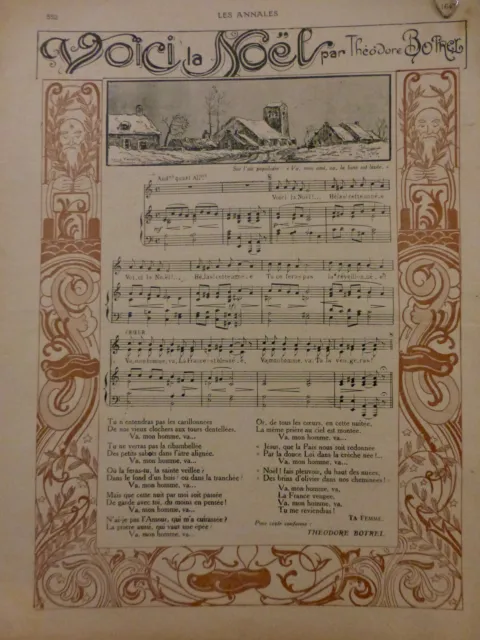 1888 La Noel Chant Air Populaire Partition Notes Theodore Botrel