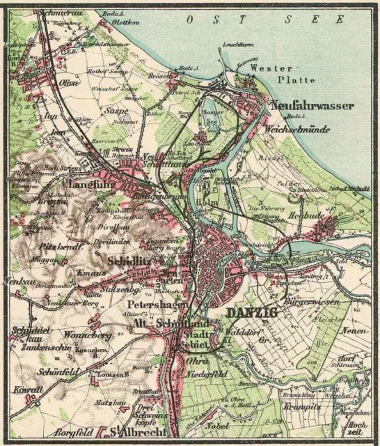 Stadtplan von Danzig.  Maßstab 1 : 125 000