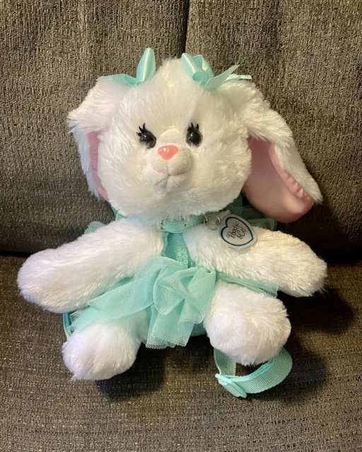 Poochie Co Girls Mint Sequin Bunny Purse White Soft Rabbit Backpack Tutu Plush