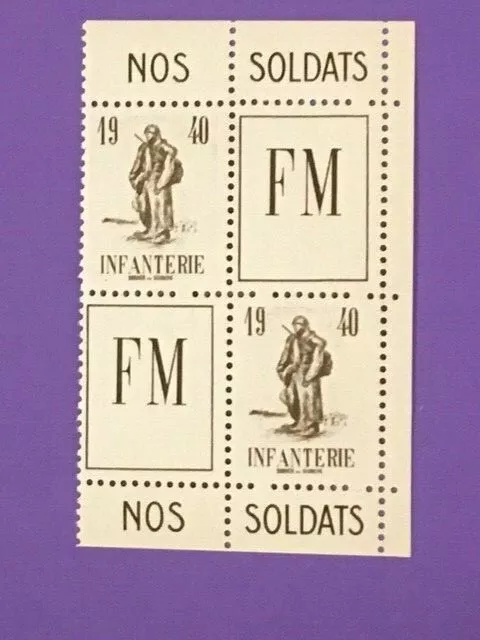 FRANCE FRANCHISE MILITAIRE 10A " INFANTERIE AVEC VIGNETTE PAIRE" NEUF(x) TB W08