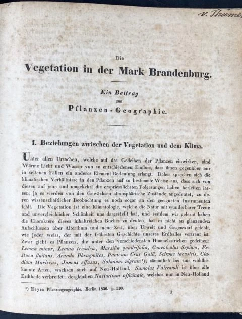 Die Vegetation in der Mark Brandenburg. Ein Beitrag zur Pflanzen- Geographie. Ba
