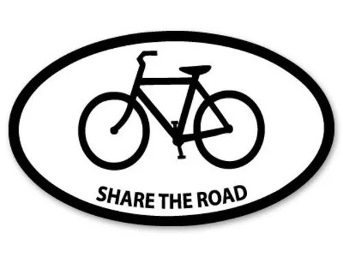 Share the Road Bicycle Oval Car Vinyl Sticker - SELECT SIZE