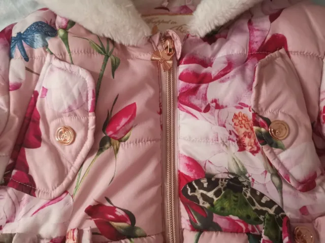 Ted Baker Girl's Floral winter coat size 3-4 years 4