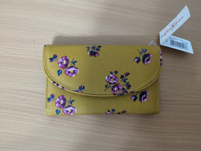 Cath Kidston Folded Curved Wallet Mustard Yellow Ditsy Floral Flowers