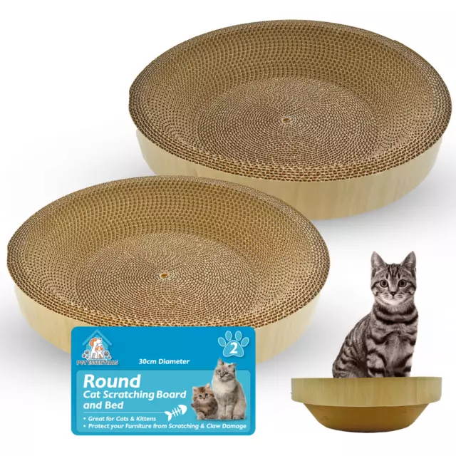 2pk Round Cat Scratcher 30cm Cardboard Scratching Board Bed Bowl Pad Kitten Pet