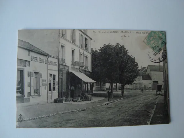 CPA  - ( 94 ) -  Villiers-sur-Marne -  Rue de Paris  ( Cycles Mégnant )  - 1905