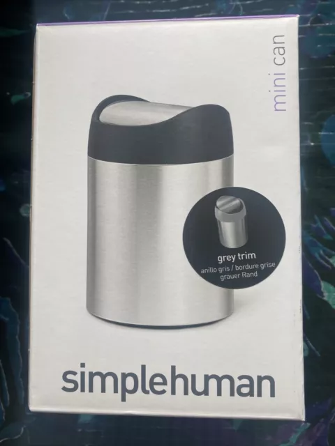 Simplehuman 1.5 Liter / 0.4 Gallon Mini Countertop Trash Can, Brushed Stainless