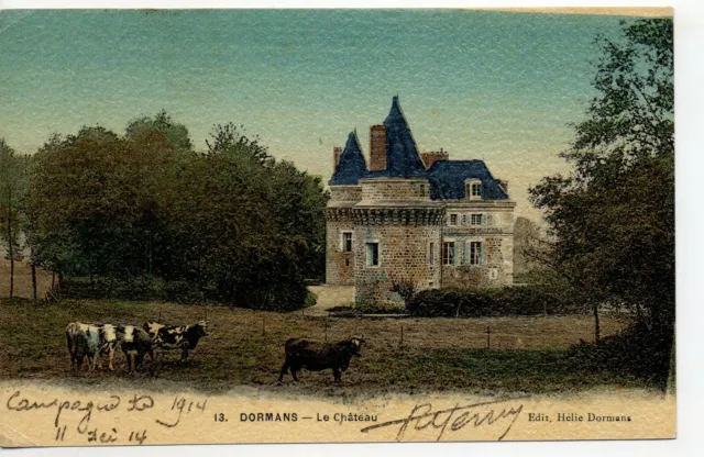 DORMANS - Marne - CPA 51 - beautiful colored canvas card - le Chateau 2 - cows