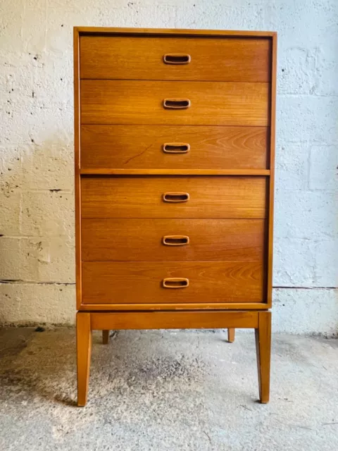 Vintage Retro Mid Century Tallboy Chest Of Drawers By Maple