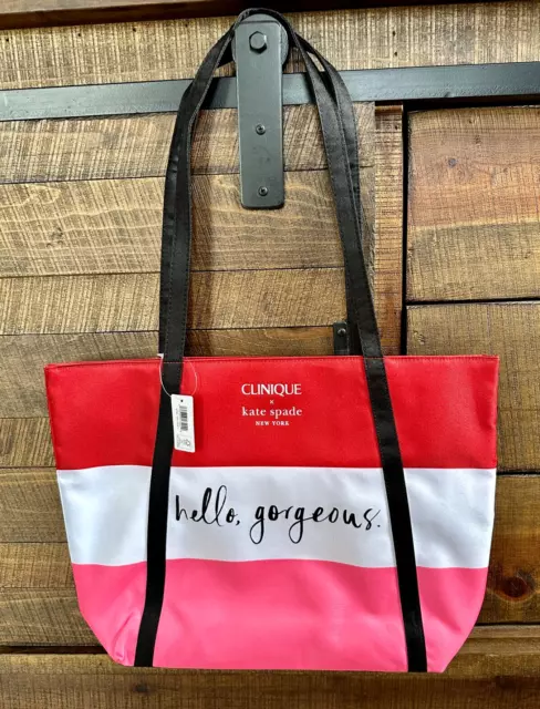 NEW - Clinique X Kate Spade New York Hello Gorgeous Red Logo Tote Bag