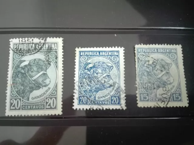 Lot de timbres République Argentine Thème Bétail 20 et 15 centimes ANCIEN