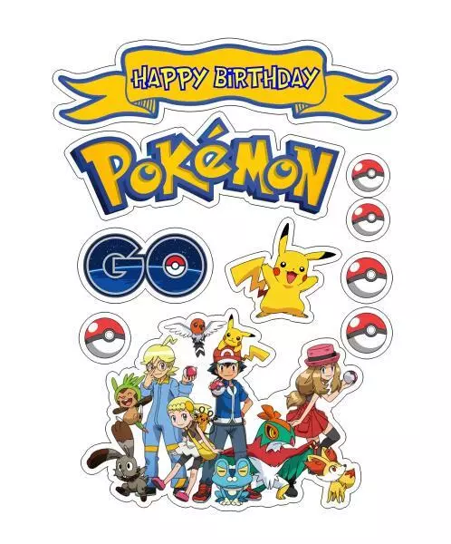 Pokemon Edible Cake Scene Cake Topper Birthday Party Supplies Pikachu Stand Up
