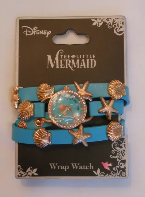 Disney The Little Mermaid Ariel Turquoise Gold Tone Arm Wrap Watch NEW