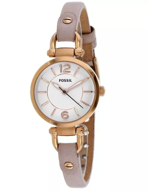 Fossil Georgia 26mm Luminous White Dial Beige Leather Women's Watch ES4340 SD9