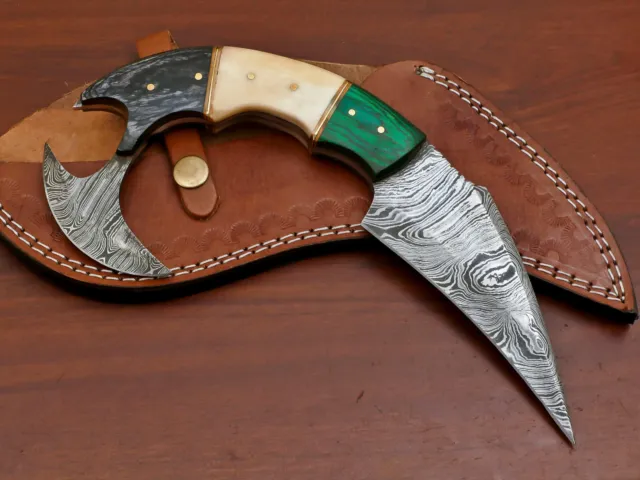 Hand Forged Damascus Steel Blade Full Tang Hunting Knife - Bone/Wood - Za-3055