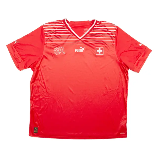 PUMA Switzerland 2022 Home Mens Football Shirt Jersey Red V-Neck 2XL