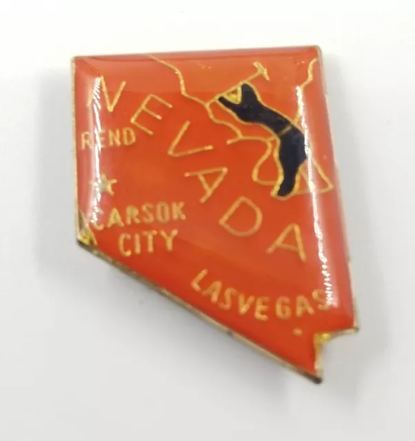 VTG Nevada State Map Enamel Pin Souvenir Reno Las Vegas Carson City Orange...