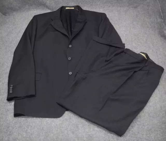 Joseph Abboud Suit Men's Size 50L Black 2 Piece Set Three Button Vented Wool  *