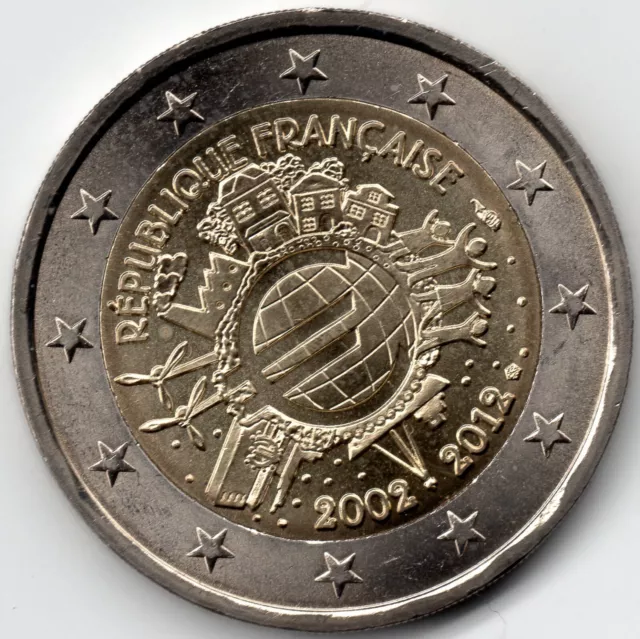 2 Euro France 2012 Tye 10 Ans Euro Fiduciaire Commemorative Neuve