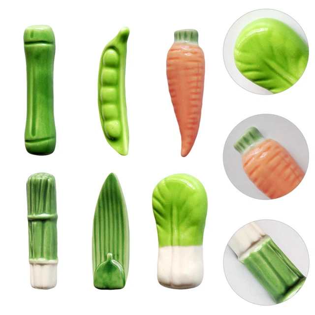 6-pcs-Essstäbchen Ruhehalter Gemüse geformte Keramik-Stäbchen-REL-Stäbchen RELE