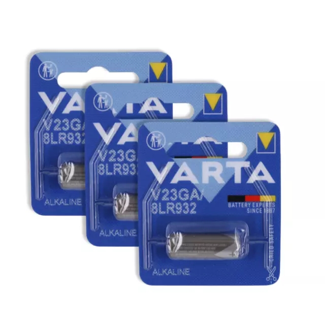 3 x Varta 8LR932 batteries Alkaline 12V V23GA A23 MN21 Blister Professional