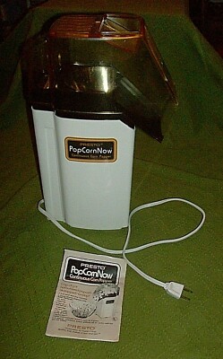 Presto Popcorn Now Hot Air Or Butter Continuous Corn Popper User Manual Included