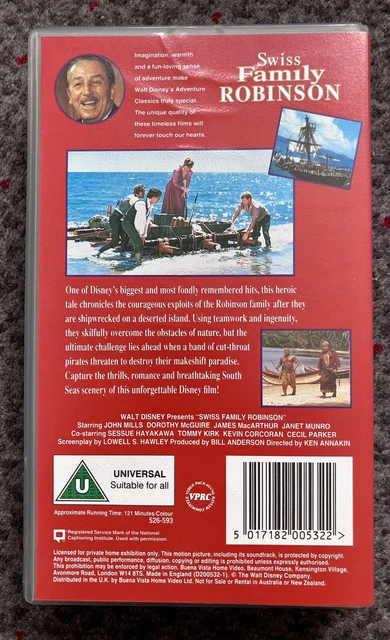VINTAGE WALT DISNEY Adventure Classics VHS - Swiss Family Robinson ...